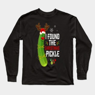 I Found The Christmas Pickle Funny Santa Pickle Xmas Lights Long Sleeve T-Shirt